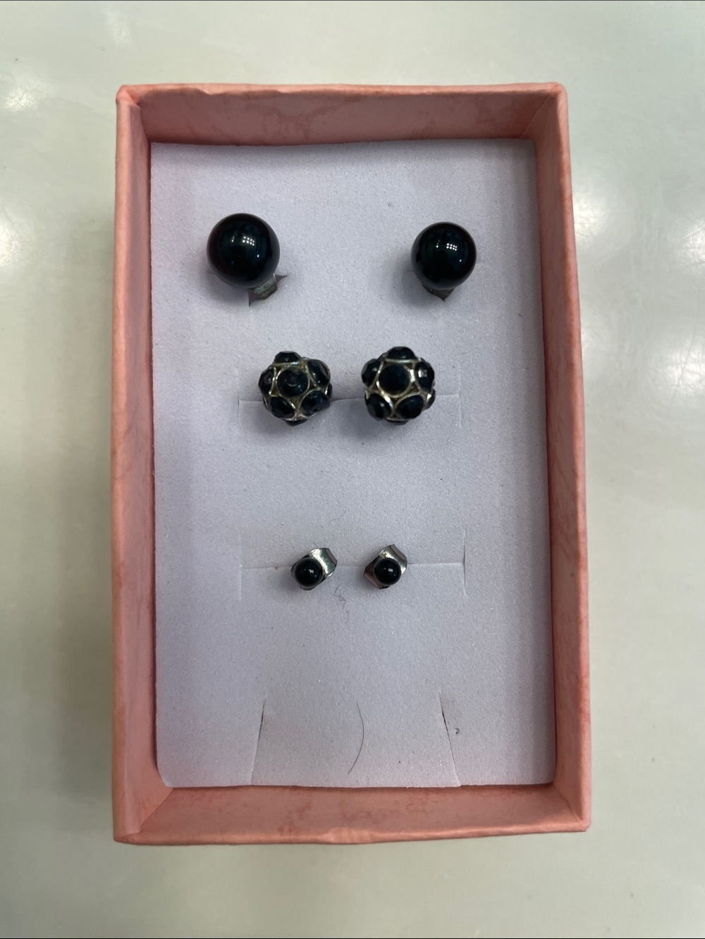 Classic Black Stud Earring Set - 3 Pair